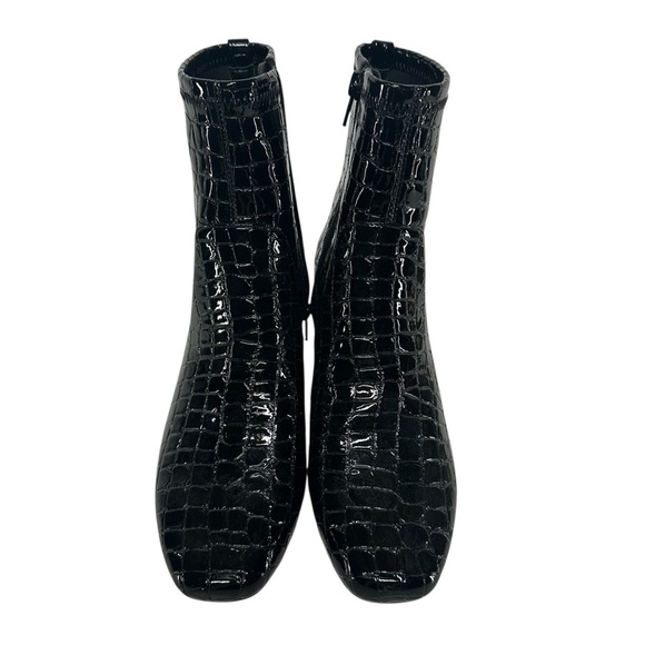 ALDO / Black Faux Croc Booties / Block Heel / Size 6.5 - Picture 4 of 7